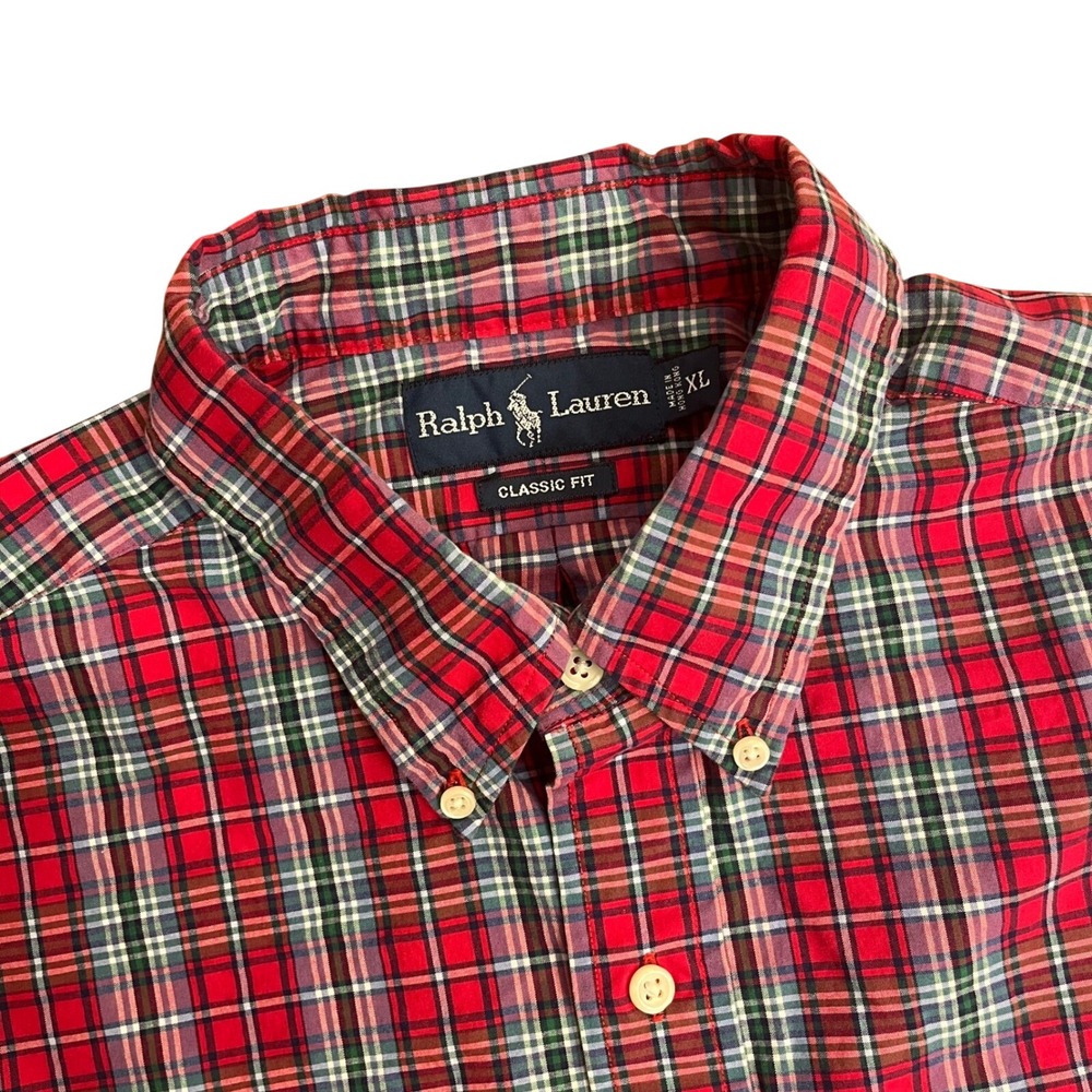 Polo Ralph Lauren Button Up Shirt Mens XL Red Plaid Classic Fit pony logo - Picture 1 of 8